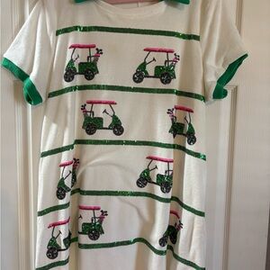 Fantastic Fawn Green and White Golf Cart Tee